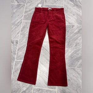 NWT Haorun Womens Corduroy Pants Wide Leg Red Size 36